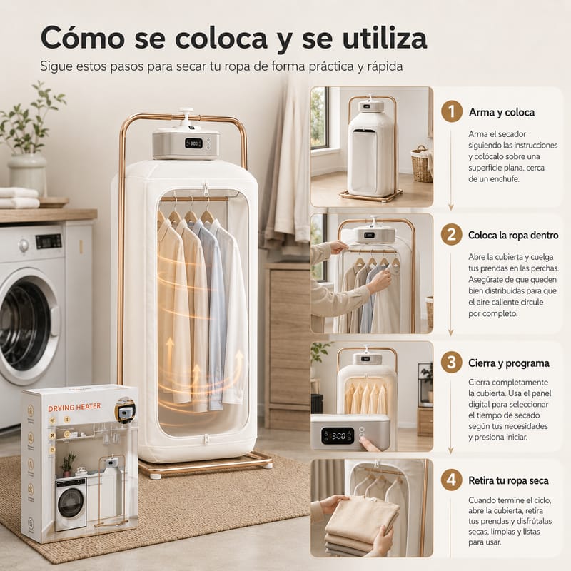 DryPro Max® | Secador de Ropa Portátil Inteligente de Secado Rápido 400W